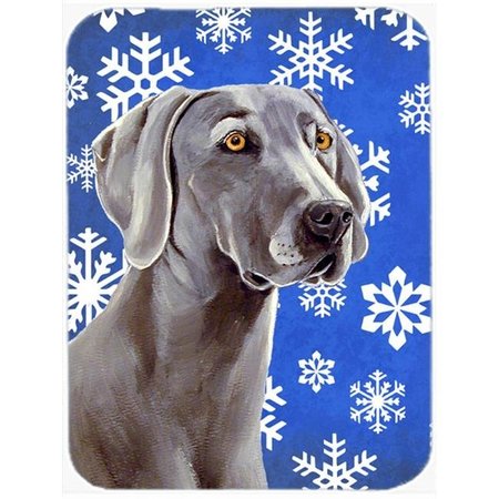 CAROLINES TREASURES Carolines Treasures LH9296LCB Weimaraner Winter Snowflakes Holiday Glass Cutting Board - Large LH9296LCB